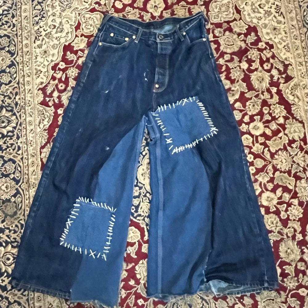 Blue red monkey jeans